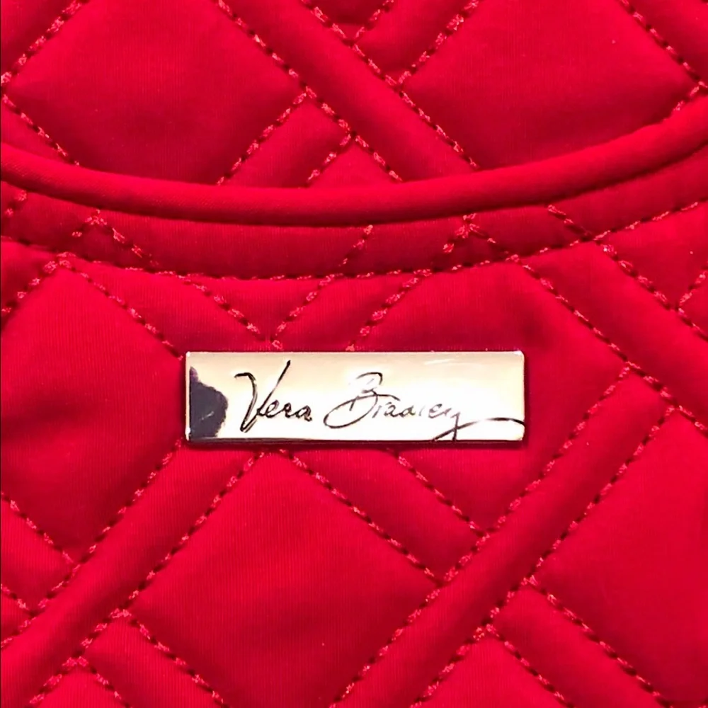 VERA BRADLEY Red Diamond Quilted Long Strap Shoulder Bag w/ Exterior Pockets - Picture 3 of 16